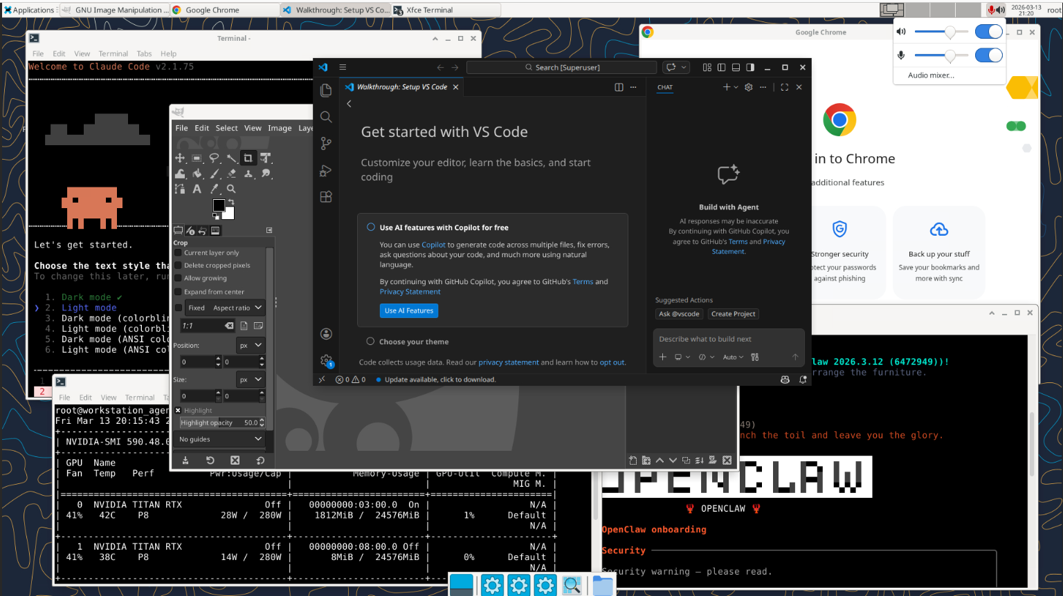 envpod full desktop — Chrome, VS Code, terminal in XFCE via noVNC